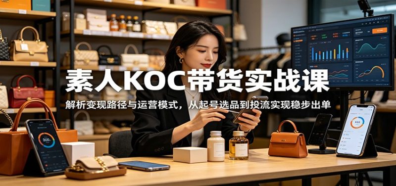 素人KOC带货实战课:解析变现路径与运营模式,从起号选品到投流实现稳步出单-咖脉互联