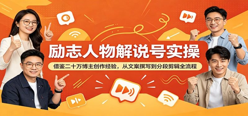 励志人物解说号实操:借鉴二十万博主创作经验,从文案撰写到分段剪辑全流程-咖脉互联