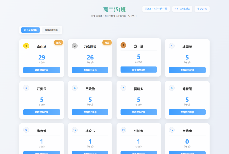 班级学生平时表现记录 积分抽奖系统源码 全开源-咖脉互联